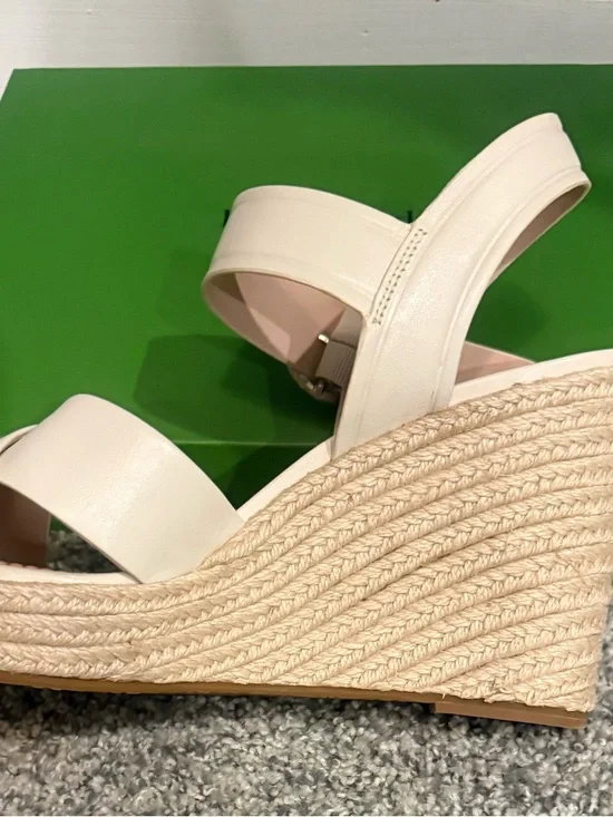 kate spade Cream Leather Cross-Strap Espadrille Wedges - Picture 7 of 9